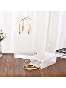 1/5个装透明磨砂礼品袋，礼品包装手提袋，糖果袋，可重复使用的半透明包装礼品袋，适用于节日派对/生日/婚礼/毕业典礼/返校礼物 - 透明磨砂 - 查看 3