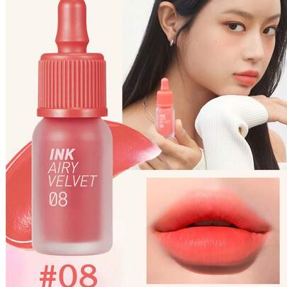 Peripera K-Beauty Ink Airy Velvet 唇釉，高显色度，持久不脱妆，轻盈无感，无麸质，无防腐剂，丝绒哑光唇膏，液体唇膏，柔滑，持久显色，韩妆，韩国彩妆