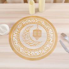 1个随机印花杯垫，星月图案餐垫，圆形餐桌垫，防水防滑餐具垫 - 彩色 - 查看 4