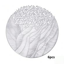 1/4/6 件装 PVC 餐垫，适用于厨房餐桌，室内/室外均可使用，可水洗，耐热，易于擦拭，非常适合露营、度假、婚礼、派对等场合。 - 銀色 - 查看 9