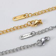 10 pièces de chaînes d'extension à fermoir homard en acier inoxydable, chaînes de réglage en acier au titane plaqué or 18 carats avec étiquette ovale, accessoires de bijouterie DIY - Multicolore - Voir 1