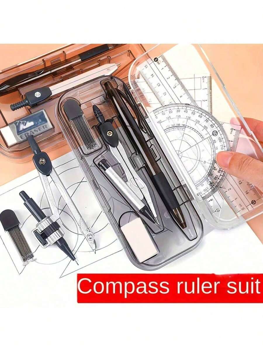 8pcs Student Math Geometry Kit Drafting Tools Set With Storage Box - Sets - View 1