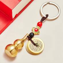 1个/2个风水招财葫芦吊坠（金属葫芦配5枚铜钱），寓意吉祥，带来健康、成功、宁静和财富，适用于汽车、家具、包包、家居、办公室等多种场合。 - 多色 - 查看 3