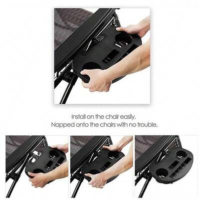 2PCS Clip On Camping Chair Side Table Cup Holder & Phone Storage Tray Outdoor UK