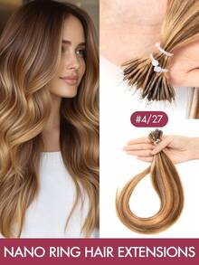 12-22 Inch Nano Ring Hair Extensions, Real Human Hair, Natural Black Color, Nano Bead Straight Hair Extensions, Invisible Nano Hair Extensions For Women, Suitable For Daily Wear, Party, Wedding, Easy To Install And Wear - Multicolor - View 38