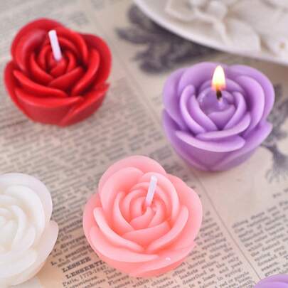 Set de 9/12 piezas (1 caja de 9 velas de flores de rosa), velas perfumadas, 2 velas de flores mini de color aleatorio, velas de cera de soja hechas a mano, velas de combinación de colores degradados, velas flotantes, decoración acuática, ambiente, para decoración del hogar, decoración de habitaciones, decoración de piscina, decoración de cumpleaños, decoración de mesas de comedor, decoración de restaurantes, banquetes, decoración navideña, regalo de invierno