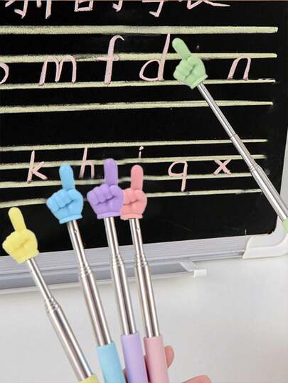 3pcs Retractable Teaching Pointer Sticks, Suitable For Teachers, Extendable Finger Pointing Sticks, Retractable Reading Accessories Gift (Random Color And Style)