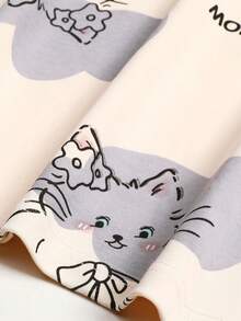 AICJ 2 chiếc áo phông hồng in hình mèo dễ thương và chữ cho nữ, quần dài 3/4/quần đùi/quần dài mặc ở nhà, bộ đồ ngủ dự tiệc mùa xuân hè cho kỳ nghỉ - Nhiều màu - Xem 8