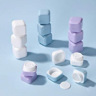 7pcs Macaron Color Square Refillable Empty Bottles, Travel Skincare Sample Storage Tool, Portable Cream Jars Practical & Stylish