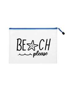 防水時尚海灘包，印有「Beach Please」海星圖案。大容量透明化妝包配尼龍拉鍊 - 輕量，適合春夏收納，完美適用於游泳、海灘、潛水和夏季度假、返校，輕量防曬收納包，適合朋友、家人、閨蜜、同學。生日、節日、派對、婚禮（伴娘）、教師節的完美禮物與紀念品，郵輪必備，夏季度假禮物 - 彩色 - 查看 11