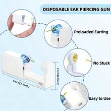 8 piezas Kit de perforación de orejas desechable con pistola de perforación, kit de perforación de orejas con aretes de circonita cúbica de 4 o 6 puntas, con bolas de 3 mm de diámetro, herramienta de perforación de orejas color dorado - Multicolor - Ver 7