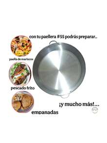 paellera 55 cm acero pulido calibre 22 tamaño grande plano extendido - Ver 1