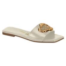 Vizzano Soft Leather Flat Slide Sandals With Modern Golden Detail - Trắng ngà và Vàng - Xem 2