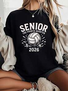 Camiseta Unisex 100% Algodón para Graduación de Polo Acuático 2026, Camisetas con Estampado Gráfico - Camiseta de Manga Corta Estampada - Negro - Ver 6