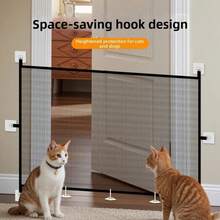Nuevas vallas retráctiles portátiles de barrera para mascotas, puerta de  plegable de malla para mascotas con ganchos, puerta de aislamiento antiescape para perros, escaleras NBWG - 180-72 cm - Ver 6