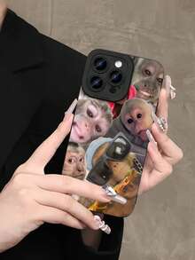 1pc Creative Monkey Pattern Matte Full Coverage TPU Phone Case, Compatible With IPhone 17, 16, 15, 14, 13, 12, 11 Pro Max, Series - Multicolor - View 2