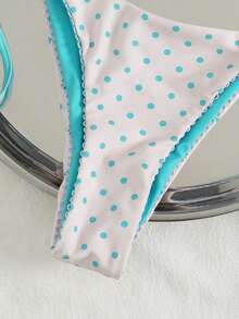 Bộ bikini nữ mới, thích hợp cho lễ hội âm nhạc, bãi biển, chấm bi, viền ren, đính hạt, kiểu dây buộc cổ hai bên, lót trong, gợi cảm, tối giản, lãng mạn, thường ngày, dự tiệc, kỳ nghỉ, thời trang mùa hè cho nữ, đi nghỉ mát. - Màu xanh Cadet - Xem 5