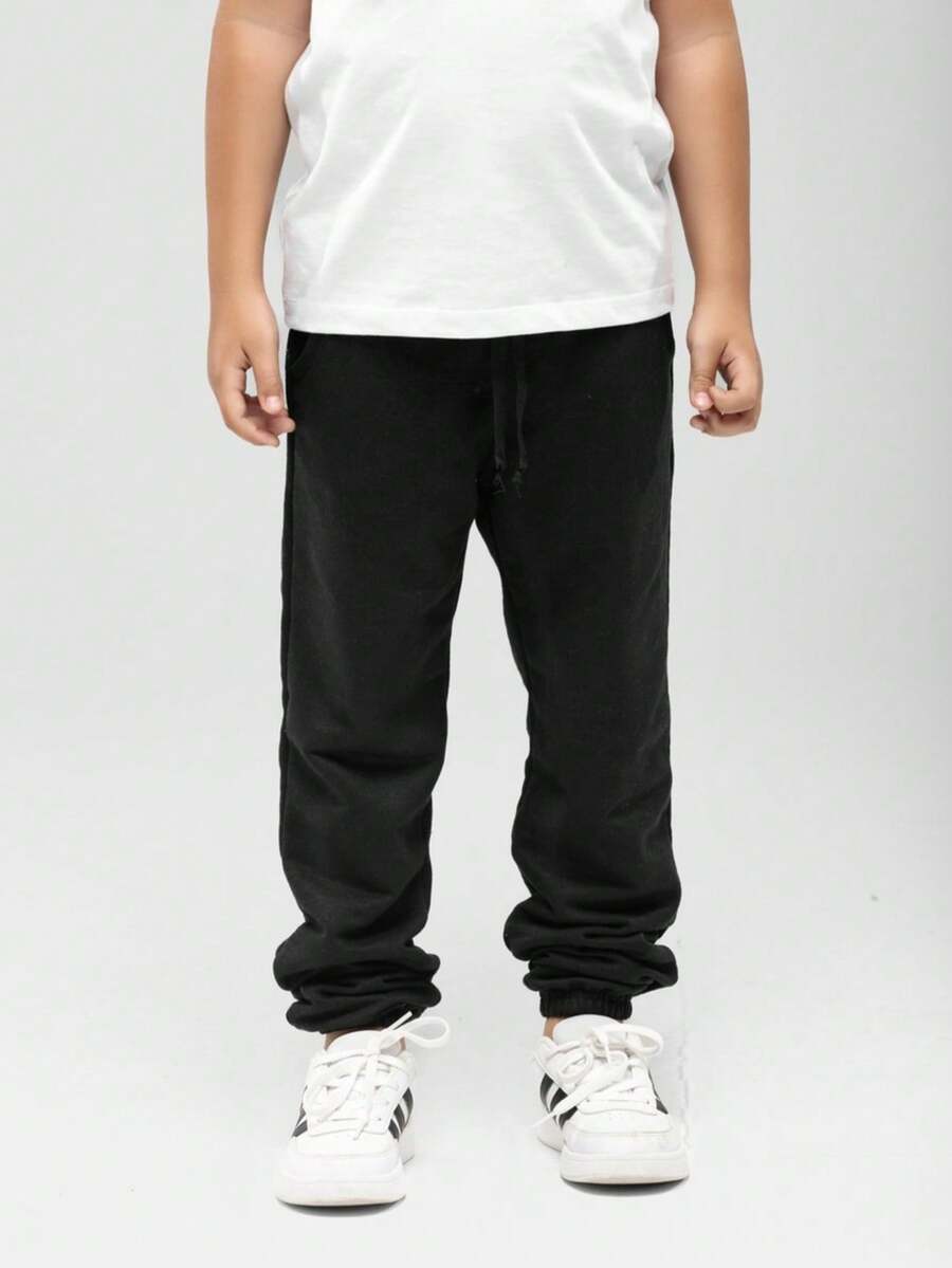 Boys' Sweatpants With Pockets Sizes 4/6/8/10/12 - Black - View 1