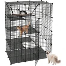 4-Tier Cat Cage Indoor Enclosures - 26 Panles DIY Cat Playpen Metal Wire Kennel Crate W/Extra Large Hammock For 1-2 Cats Small Animals - 41"L X 28"W X 55"H - View 1