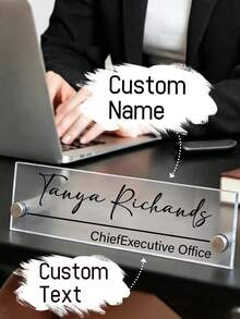 1/2 piezas Placa de nombre de escritorio personalizada de acrílico con soporte de acero inoxidable, fuente mate personalizada para decoración de escritorio - Excelente para graduación y regalos - No se requiere energía para su uso, regalo del Día del Padre, regalo del Día de la Madre, regalo del Día de San Valentín, regalo de boda, regalo de cumpleaños, para ella/él, mejor amiga, amigo, pareja, novia, novio, esposo, esposa, papá, mamá, abuelo, abuela, colega, familia, armonía del hogar, hogar y vida, ambiente navideño del hogar, recuerdos, reutilizable, adorable, de alta calidad, decoración de oficina, vida elegante, artículos del hogar - Estilo A - Ver 2