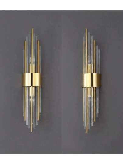 1/2 vägglampset i guld + svart, högkvalitativ stämningsbelysning i nordisk stil, lämplig för G9/E14-glödlampor (glödlampor ingår ej), perfekt för korridor, trappa, sovrum, vardagsrum, arbetsrum och matsal, väggdekoration
