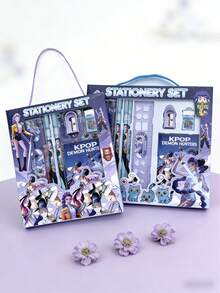 Hasbro K-POP主题全套文具套装 - 包括铅笔、尺子、卷笔刀、橡皮擦和其他K-POP偶像团体必备用品。采用优质耐用材料制成，并印有生动的偶像人物图案。礼盒包装，是返校、日常学习、桌面整理和创意项目的理想之选。是送给K-POP粉丝、偶像团体爱好者、学生、文具爱好者和收藏家的完美礼物。 - 彩色 - 查看 1