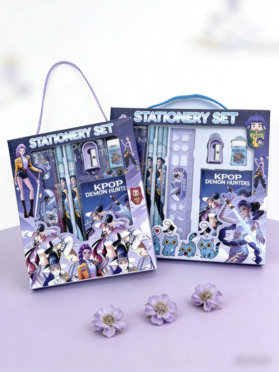 Hasbro K-POP主题全套文具套装 - 包括铅笔、尺子、卷笔刀、橡皮擦和其他K-POP偶像团体必备用品。采用优质耐用材料制成，并印有生动的偶像人物图案。礼盒包装，是返校、日常学习、桌面整理和创意项目的理想之选。是送给K-POP粉丝、偶像团体爱好者、学生、文具爱好者和收藏家的完美礼物。 - 彩色 - 查看 1