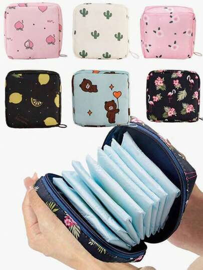 便携式卫生巾收纳袋、化妆品整理袋、化妆包、口红收纳袋、化妆品收纳袋、电线整理袋，送给女孩、妈妈的必备礼物，宿舍、浴室、返校用品、旅行配件
