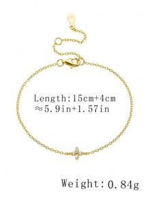 1件S925纯银四叶草手链，欧美小众奢华简约锆石吊坠链手链，女士款 - 金色 - 查看 4