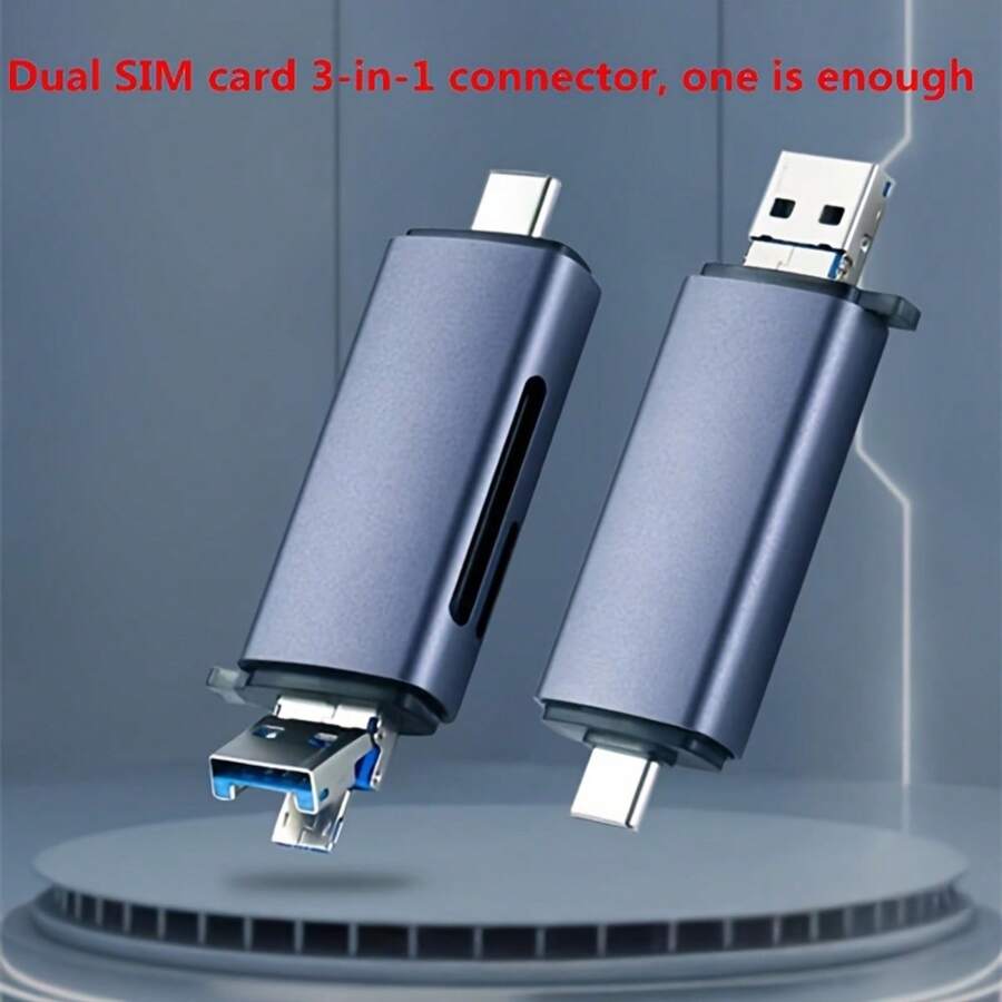 五合一铝合金读卡器，带USB-C接口，支持TF/SD卡 - 查看 1