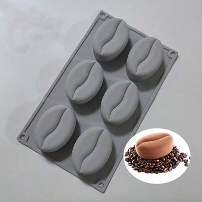 1pc 6-Cavity Coffee Bean Silicone Cake Mold, French Dessert Silicone Soap Mold, DIY Red Lip Handmade Baking Mold