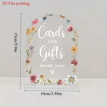 Modern Calligraphy Acrylic Wedding Sign - Wild Flower Arch Desktop Decor, With "Cards & Gifts" Info, Thank You Card Suitable For Reception, Party, Event - Durable Transparent Display, Easy To Clean, Modern Home & Party Decor, 2D Flat - A - View 6