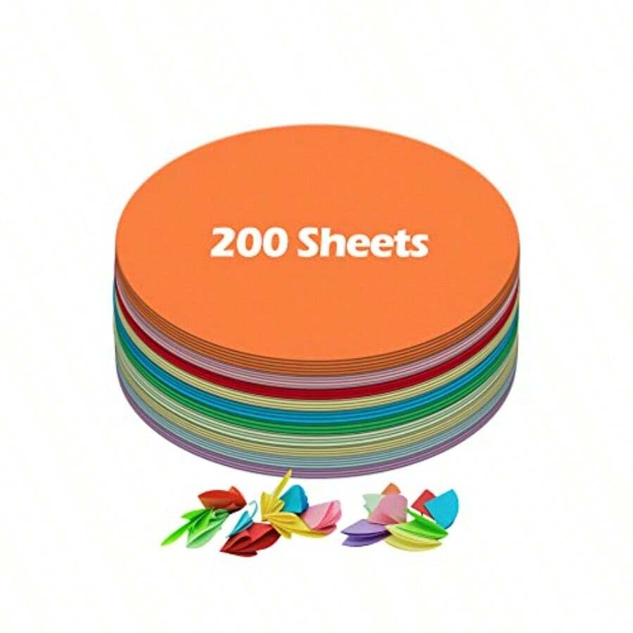 2 Inch Assorted Color Construction Paper Circles 200 Sheets For Arts And Crafts School Crafting Supplies Durable Craft Paper For DIY Projects - Multicolored - View 1