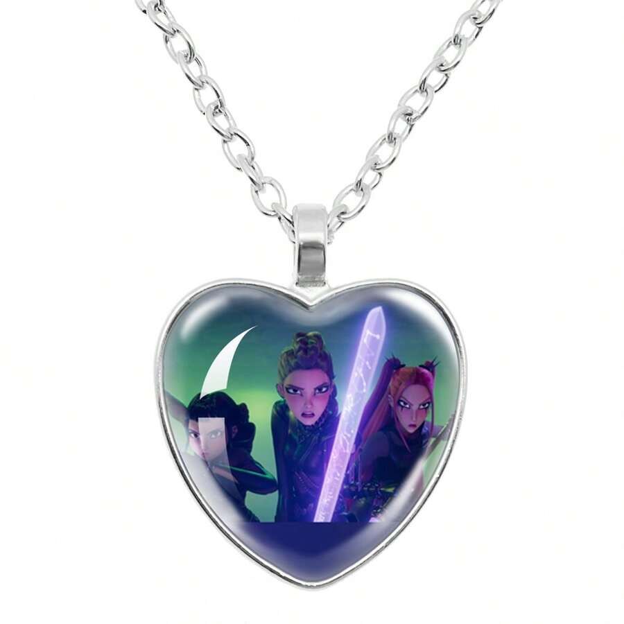 Magical Girl Group Time Gem Heart Necklace - Multicolor - View 1