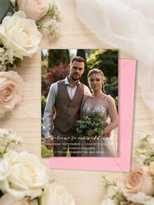 Tarjeta postal personalizada con foto, tarjeta postal de boda, personalizada, estilo de renderizado 3D, información de texto personalizada - Multicolor - Ver 3