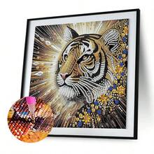 5D钻石画套装 - 老虎主题，不对称形状钻石，DIY抽象艺术，含配件的帆布墙饰 - 查看 9