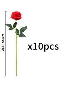 1/6/10 bó hoa hồng lụa nhân tạo, hoa hồng lụa giả giống thật cho ngày lễ tình nhân, ngày của mẹ, giáng sinh, trang trí tiệc cưới tại nhà, tiệc tùng, quà tặng, giỏ hoa, trang trí xe hơi, phụ kiện quần áo, bình hoa, trang trí nhà cửa & phòng - Màu Hoa hồng đỏ - Xem 10
