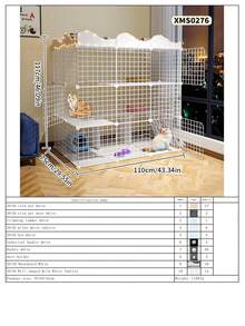 3-Tier Cat Cage, Metal Wire Pet Fence With Stairs And Resting Area, Detachable And Modular Cat House, Suitable For Kittens And Large Cats - Multicolor - View 14