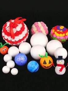 30厘米半圆形泡沫球，白色聚苯乙烯光滑圆球，适用于艺术创作、圣诞节、DIY家居项目、学校手工、节日派对、白色圆形花艺用品、婚礼花束托架 - 白色 - 查看 3