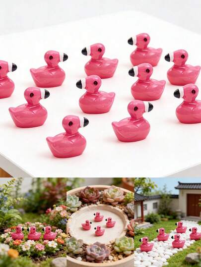 Bộ 20 tượng chim hồng hạc và vịt mini bằng nhựa, tượng chim hồng hạc nhỏ màu hồng để trang trí, bộ đồ chơi động vật mini bằng nhựa bán sỉ cho đồ thủ công DIY, trang trí bánh, quà tặng tiệc tùng, trang trí sân vườn, bể cá, vườn cổ tích, trang trí nhà cửa.
