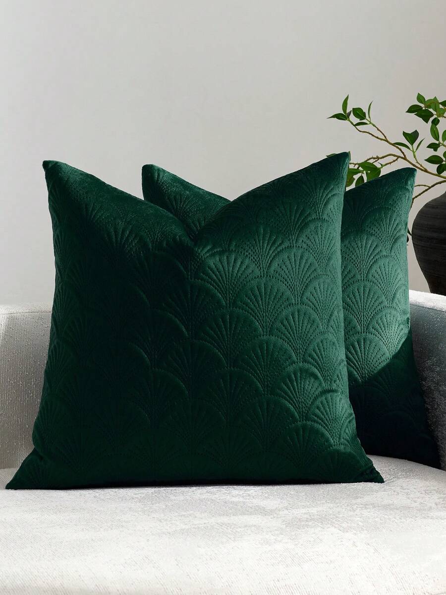 1/2 vỏ gối trang trí 18x18 inch, vỏ gối vuông mềm mại bằng nhung trang trí cho ghế sofa, giường, xe hơi. - Màu xanh lá cây đậm - Xem 1