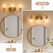 LITTLE TREE 3-Light Bathroom Light Fixtures, Modern Vanity Light With Clear Glass Shade, Bathroom Wall Lamp For Mirror Living Room Kitchen Hallway Porch, E26 Base, Bulbs Not Included (Gold) - vàng - Xem 5