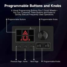 AJAZZ AKP03E Consola de control de escritorio Versión internacional, Asistente de mezclador de transmisión en vivo Panel de control con teclas de acceso directo programables, Consola de control de transmisión en vivo todo en uno, Soporte desmontable a 40°, Botones personalizables - Ver 4