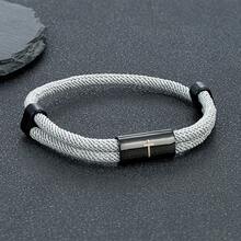 1条极简主义钛钢黑色十字编织可调节双股情侣手链，百搭日常佩戴饰品 - 簡約款式 - 查看 2