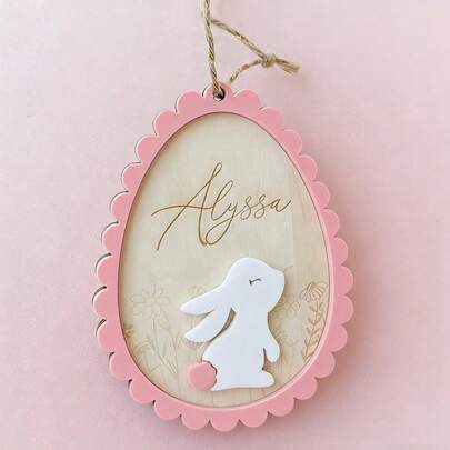 [Custom] Personalized Wooden & Acrylic Multi-Color Easter Basket Tags. Customized Easter Gift Basket Tags, Pastel Color Personalized Easter Gift Tags.