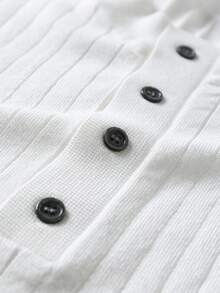 GRDR Men's Henley Collar Short Sleeve Knit Sweater Top, Striped Slim Fit Summer New Arrival - White - View 3