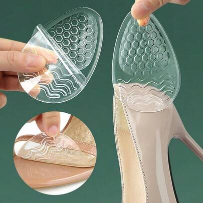 Shoe Size Reducer Insoles, Silicone Forefoot Pads, Self-Adhesive Foot Cushions, Super Soft Downsizing Inserts For High Heels, Sandals, Loafers
