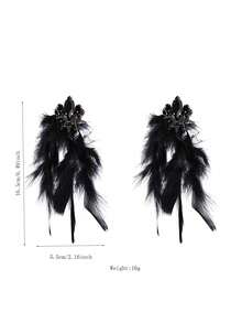 1 Cặp bông tai đính pha lê và lông vũ gợi cảm nhiều màu sắc, Phụ kiện dự tiệc thời trang - lông vũ - Xem 11