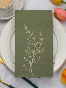 20 piezas de servilletas desechables de papel de 2 capas con estampado de hojas verdes grandes, tamaño 40 x 33 cm, adecuadas para bodas, fiestas, vacaciones, cumpleaños, decoración de aniversarios, suministros para fiestas - multicolor - Ver 11