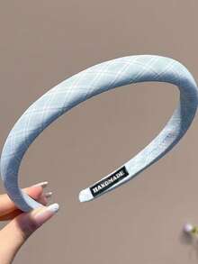 1 cái/4 cái Băng đô cài tóc bằng thun mềm mại, họa tiết kẻ sọc và caro xanh denim, thích hợp để sử dụng hàng ngày, không làm hư tóc. - Nhiều màu - Xem 3